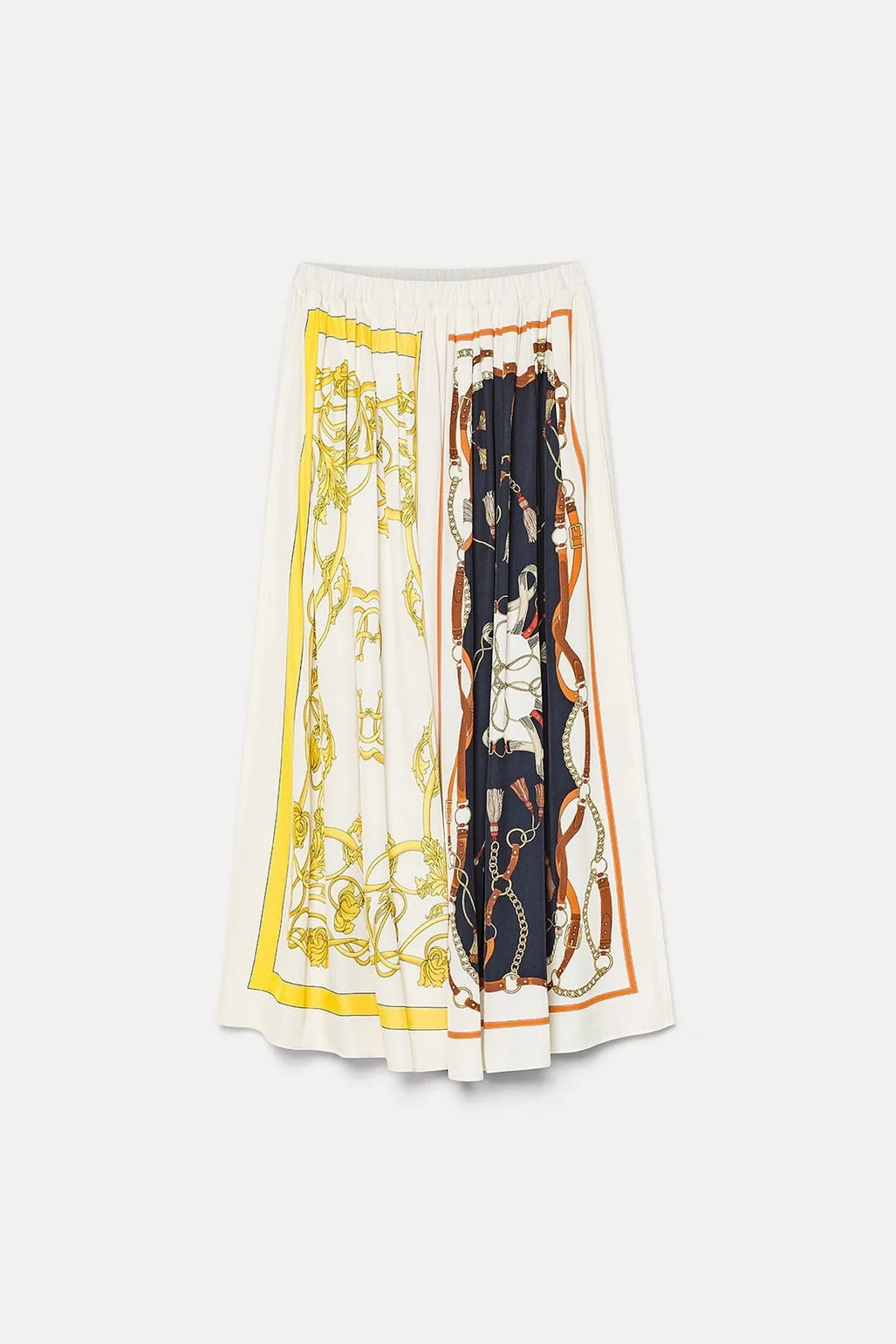 "the crown" print viscose twill elasticated skirt