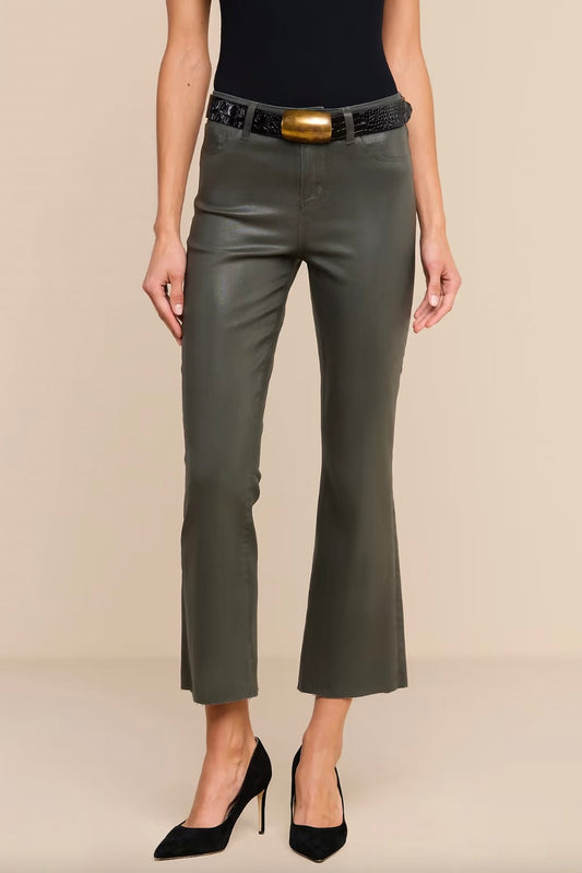 Kendra Crop Flare - Ash Olive Coated