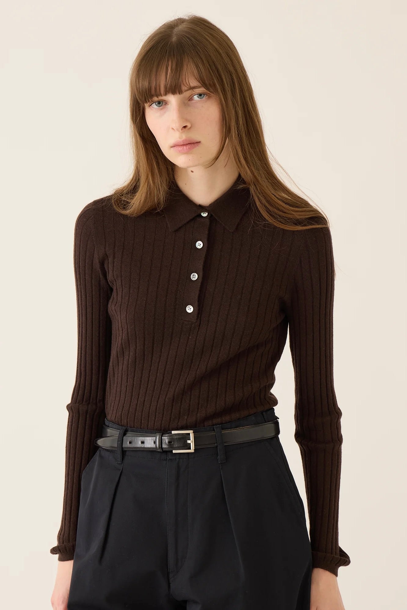 Luna Superfine Cashmere Polo Top
