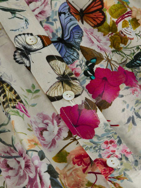 L'AGENCE - Dani Silk Blouse - Vintage White Multi Charonda Butterfly