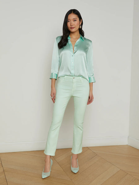 L'AGENCE - Dani 3/4 Sleeve Silk Blouse - Pale Jade