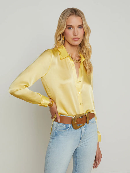 L'AGENCE - Tyler Silk Blouse - Pale Yellow