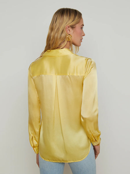 L'AGENCE - Tyler Silk Blouse - Pale Yellow