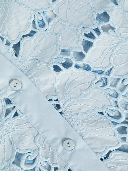 L'AGENCE - Seychelle Lace Cropped Blouse - Blue Fog