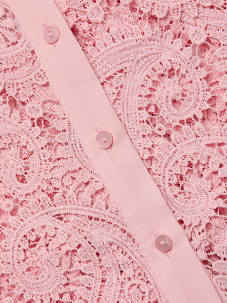 L'AGENCE - Odelia Cropped Lace Blouse - Blush