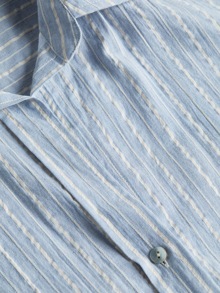 L'AGENCE - Daniella Striped Blouse - Light Blue/Bone Stripe