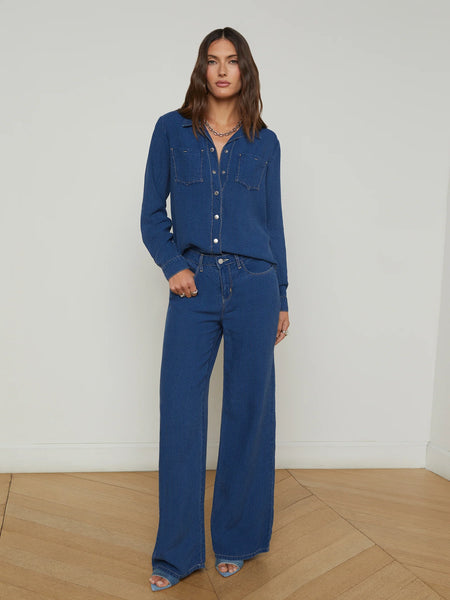 L'AGENCE - Isla Chambray Shirt - Heron