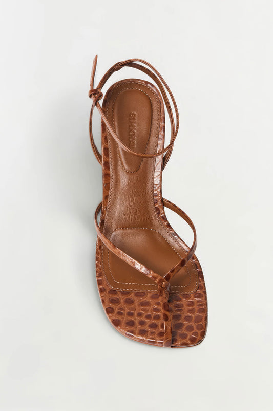 Kelsey Embossed Leather Strappy Wedge