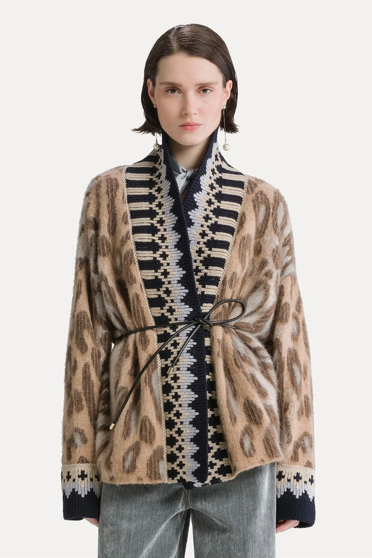 "the brit leopard" jacquard gauzed alpaca cardigan