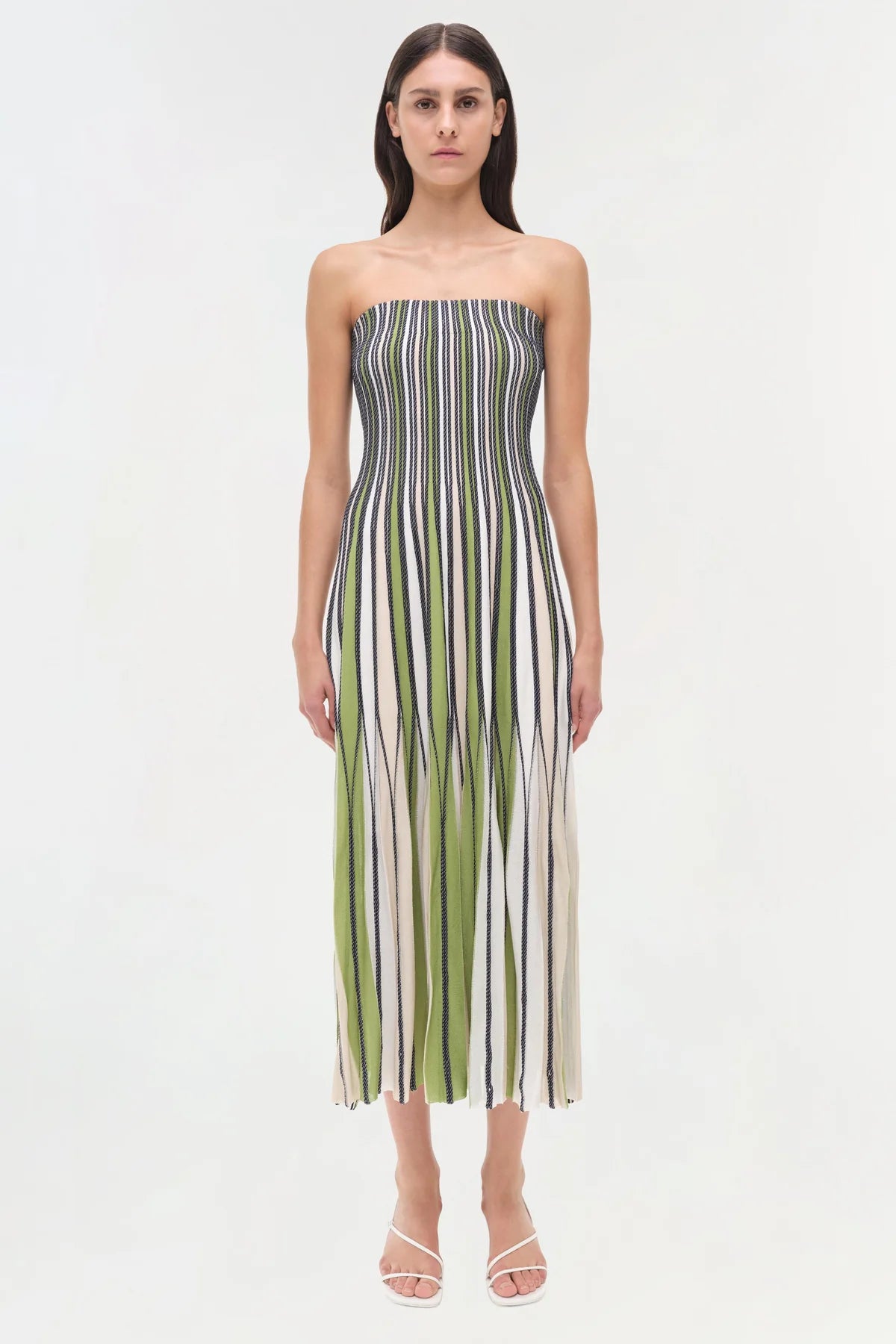 SIMKHAI - Soleil Strapless Knit Midi Dress - Kiwi Multi
