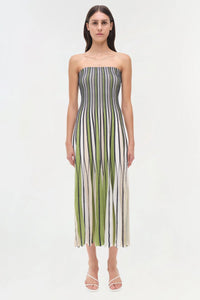 SIMKHAI - Soleil Strapless Knit Midi Dress - Kiwi Multi