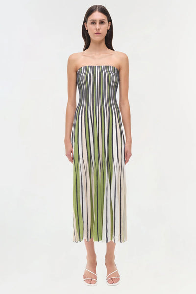 SIMKHAI - Soleil Strapless Knit Midi Dress - Kiwi Multi