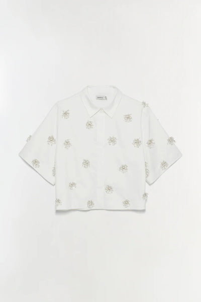 SIMKHAI - Cosmo Embellished Camp Shirt - White