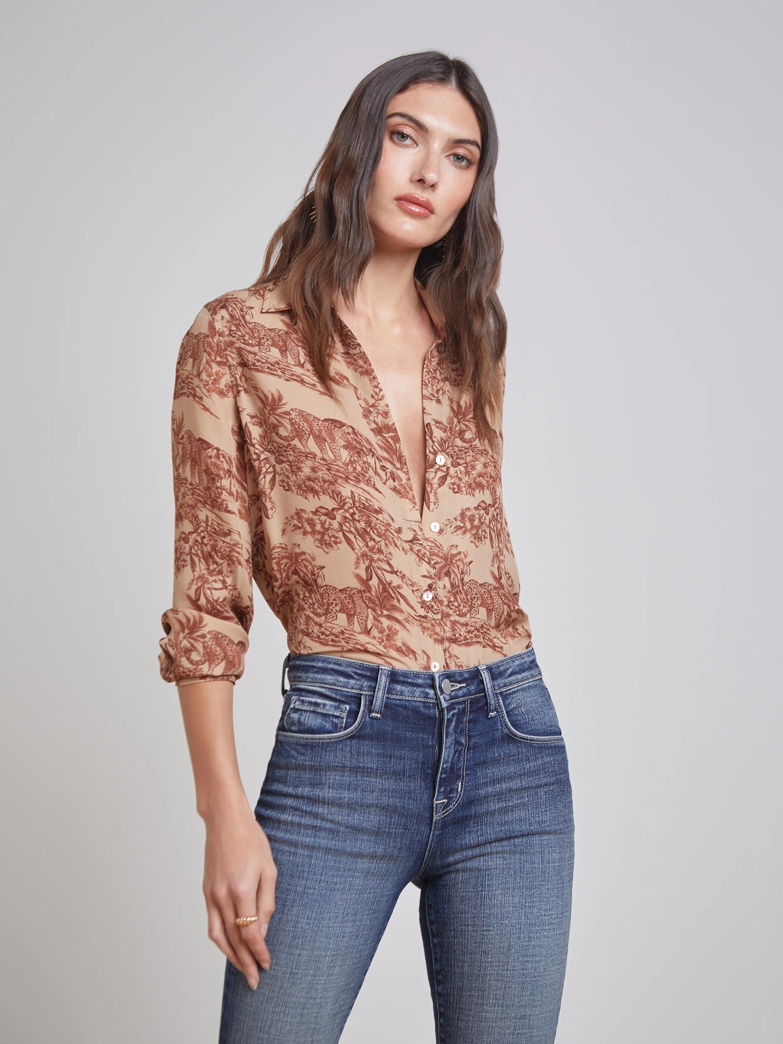 L'Agence - Nina Blouse - Macaroon Multi Safari Scenic