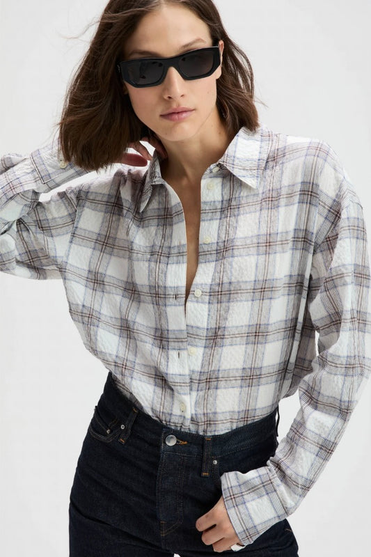 The Everything Shirt - Cream Plaid