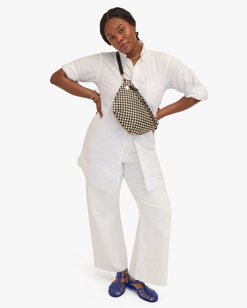 Clare V. - Grande Fanny - Black & Cream Woven Checker