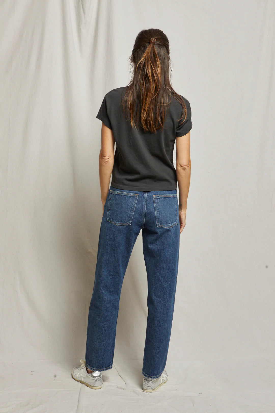 Perfect White Tee - Alanis Recycled Cotton V Neck Tee - Vintage Black