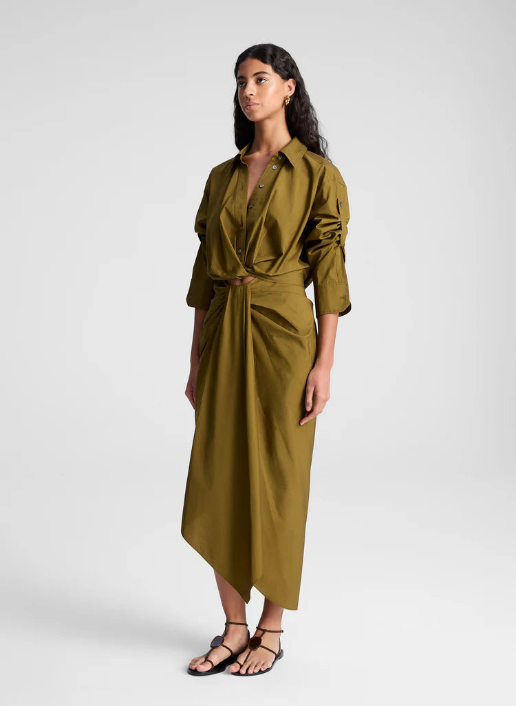 ALC - Rhodes Draped Cotton Midi Skirt - Hazel