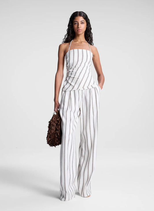 ALC - Charles Striped Linen Pant - Cream Stripe