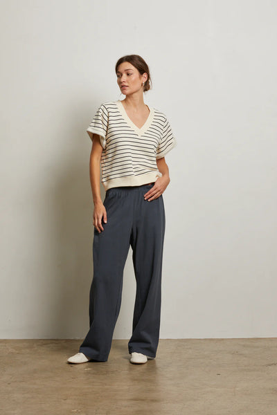 Perfect White Tee - Briggs French Terry Sweatshirt - Natural Night Stripe