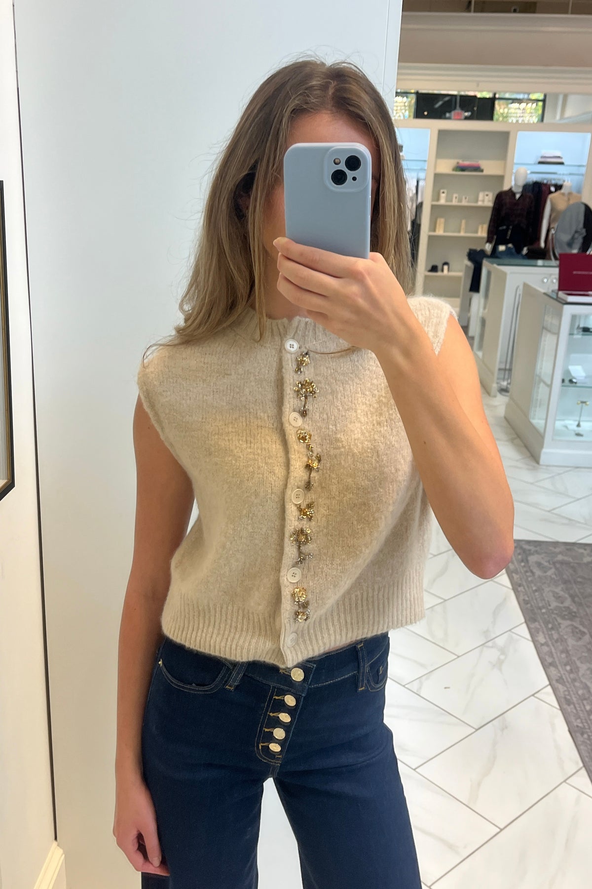 "her majesty" embroidery alpaca vest