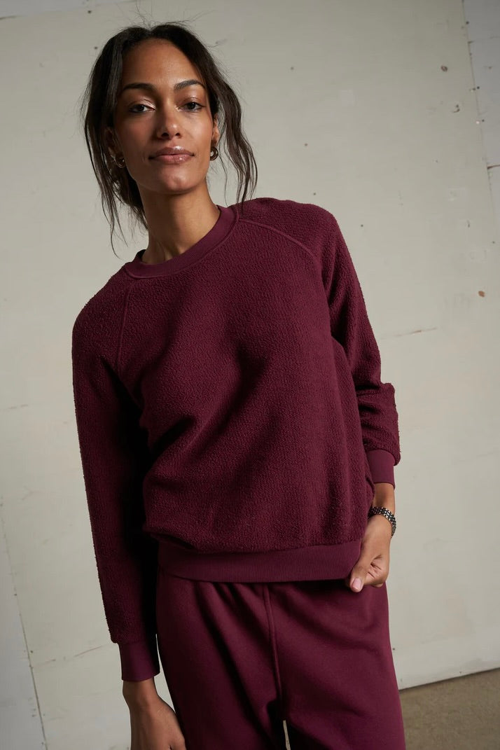 Ziggy Reverse Fleece Crew - Dark Burgundy