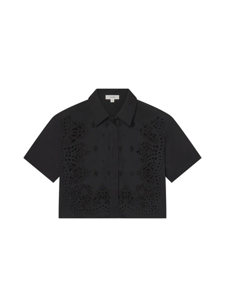 A.L.C. - Jade Embroidered Cotton Top - Black