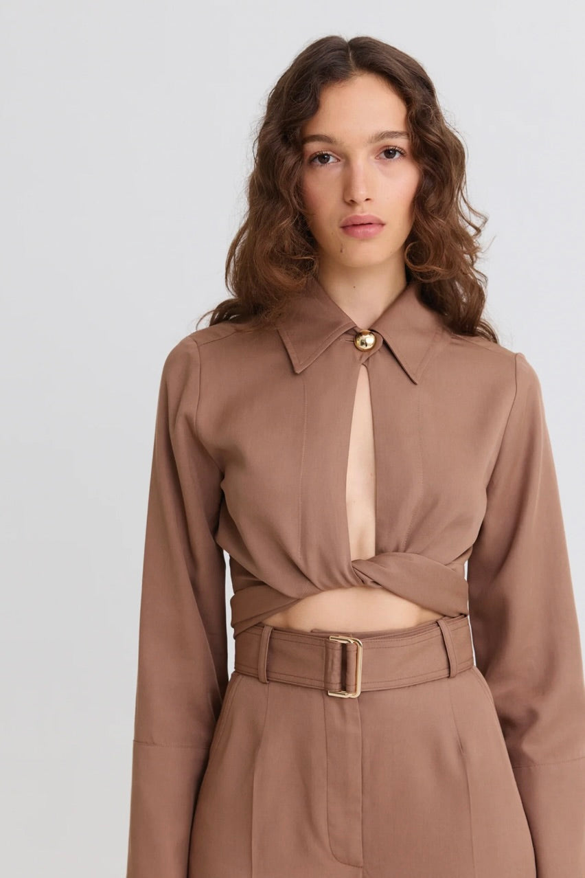 Collared Wrap Top