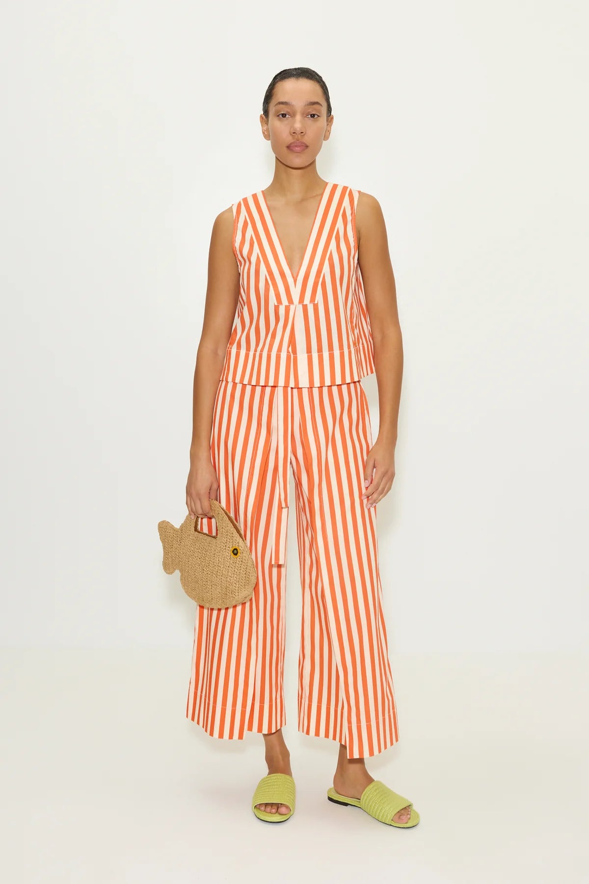 SIMONMILLER - Arro Sleeveless Poplin Top - Coral Cabana Stripe