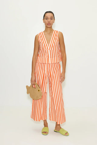 SIMONMILLER - Arro Sleeveless Poplin Top - Coral Cabana Stripe