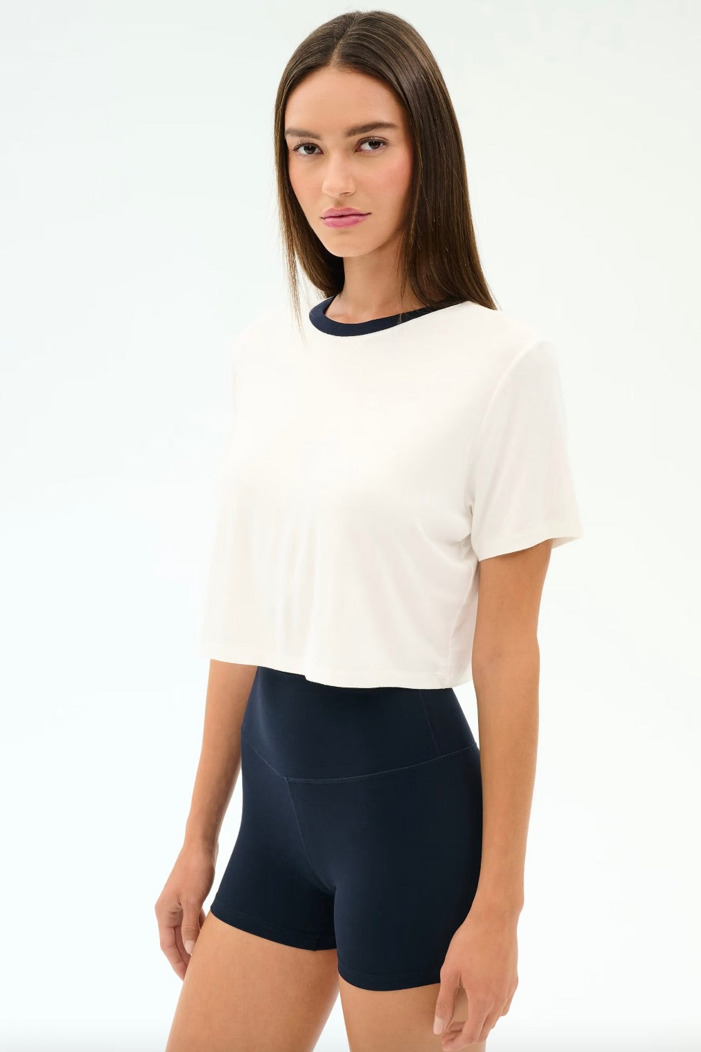 Djuna Crop Ringer - White/Indigo