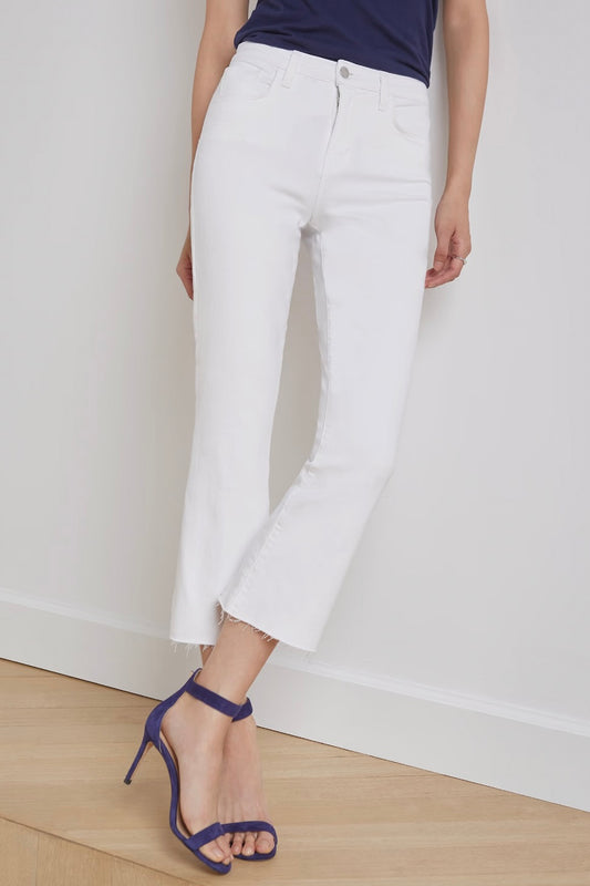 Kendra High Rise Crop Flare - Blanc