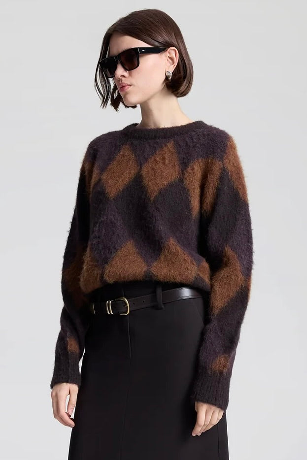 Ezra Brushed Alpaca Argyle Sweater