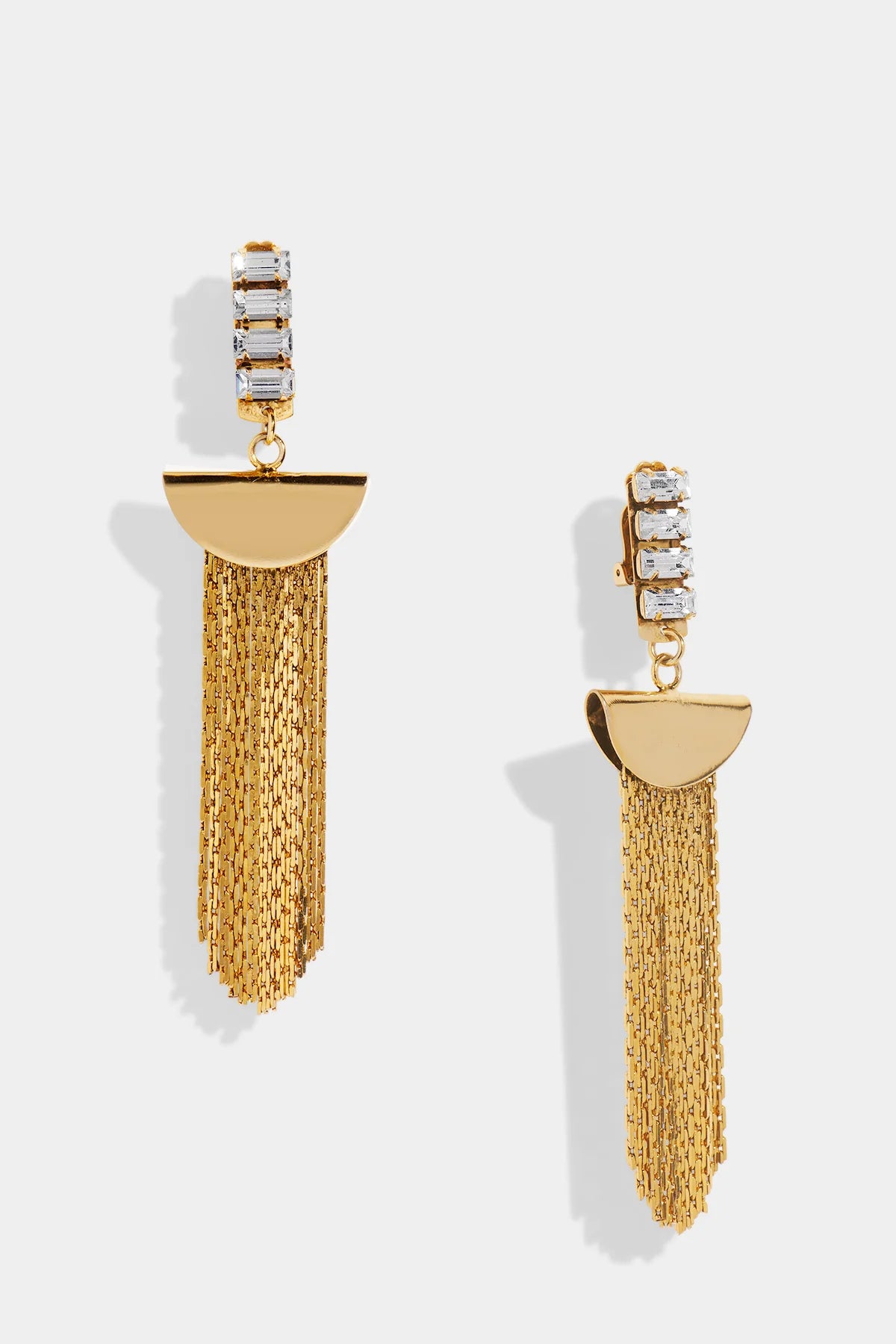 Nicole Romano - Hulin Crystal Baguette Bar & Chain Fringe Earring