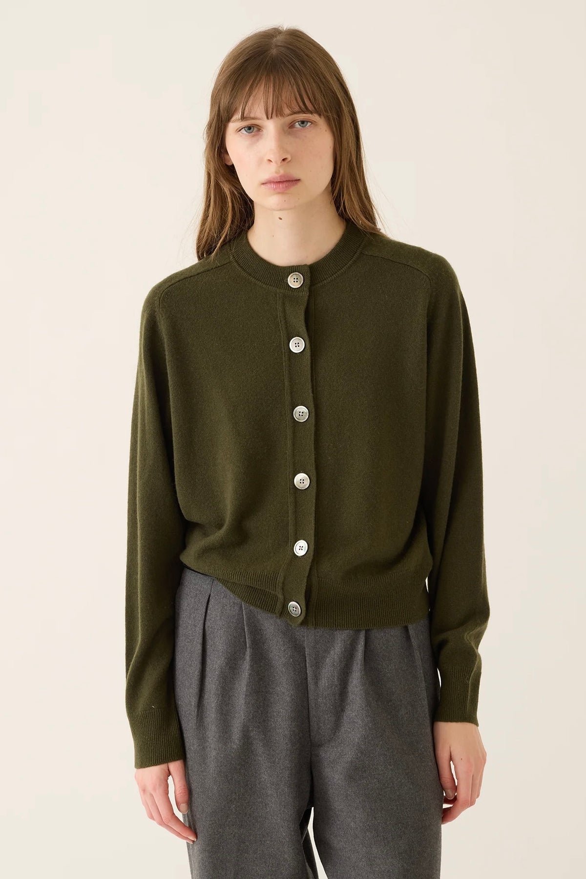 Gwen Cashmere Cardigan in Loden