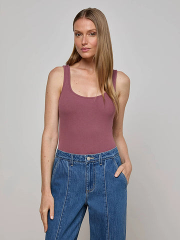 L'AGENCE - Nica Scoopneck Bodysuit - Deep Mauve