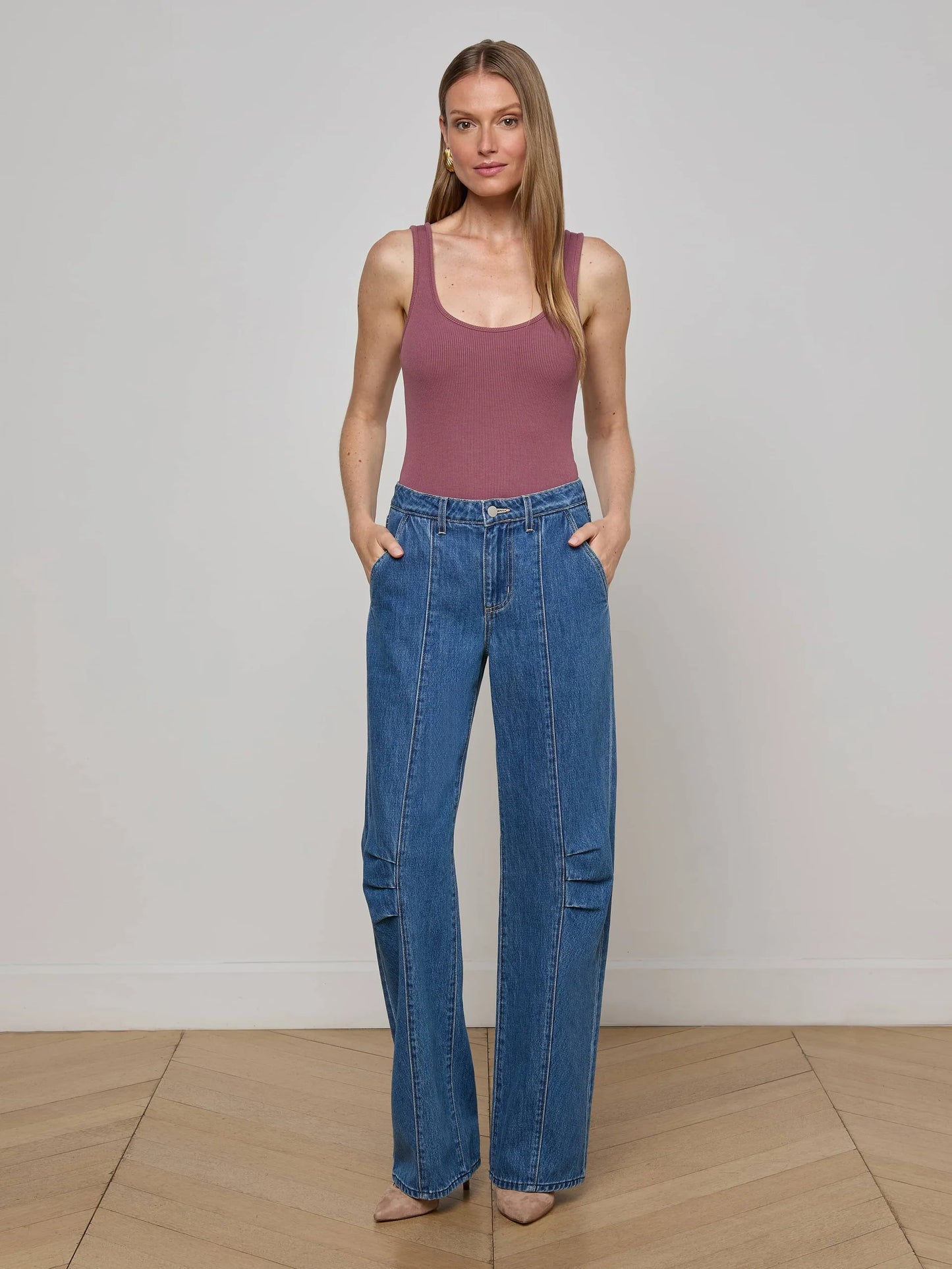 L'AGENCE - Nica Scoopneck Bodysuit - Deep Mauve