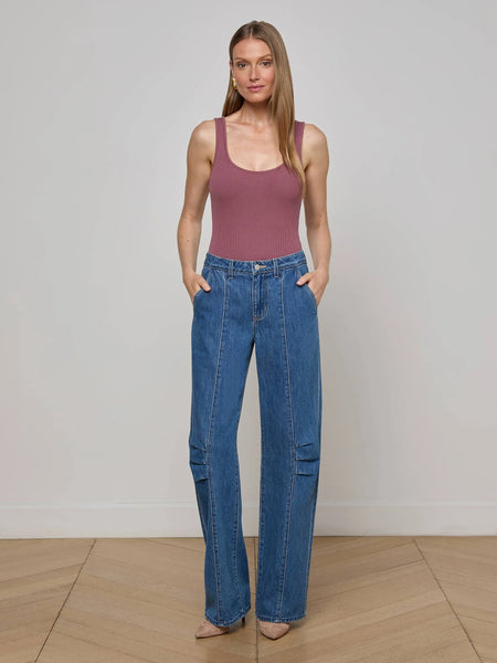 L'AGENCE - Nica Scoopneck Bodysuit - Deep Mauve