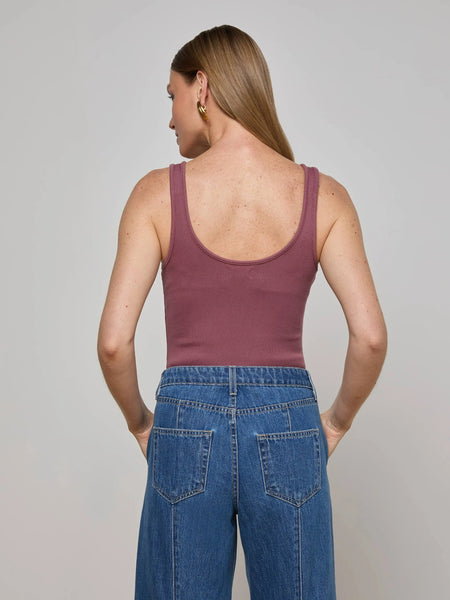 L'AGENCE - Nica Scoopneck Bodysuit - Deep Mauve