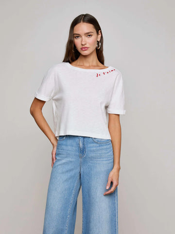 L'AGENCE - Sadie Embroidered Tee - White