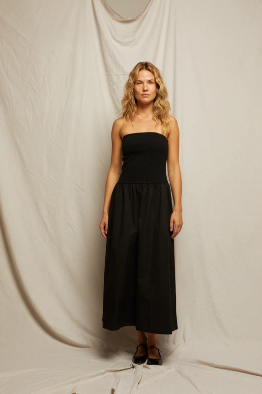 Perfect White Tee - Kai Poplin Dress - True Black