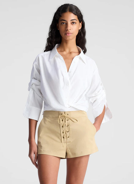 A.L.C. - Leo Cropped Cotton Shirt - White