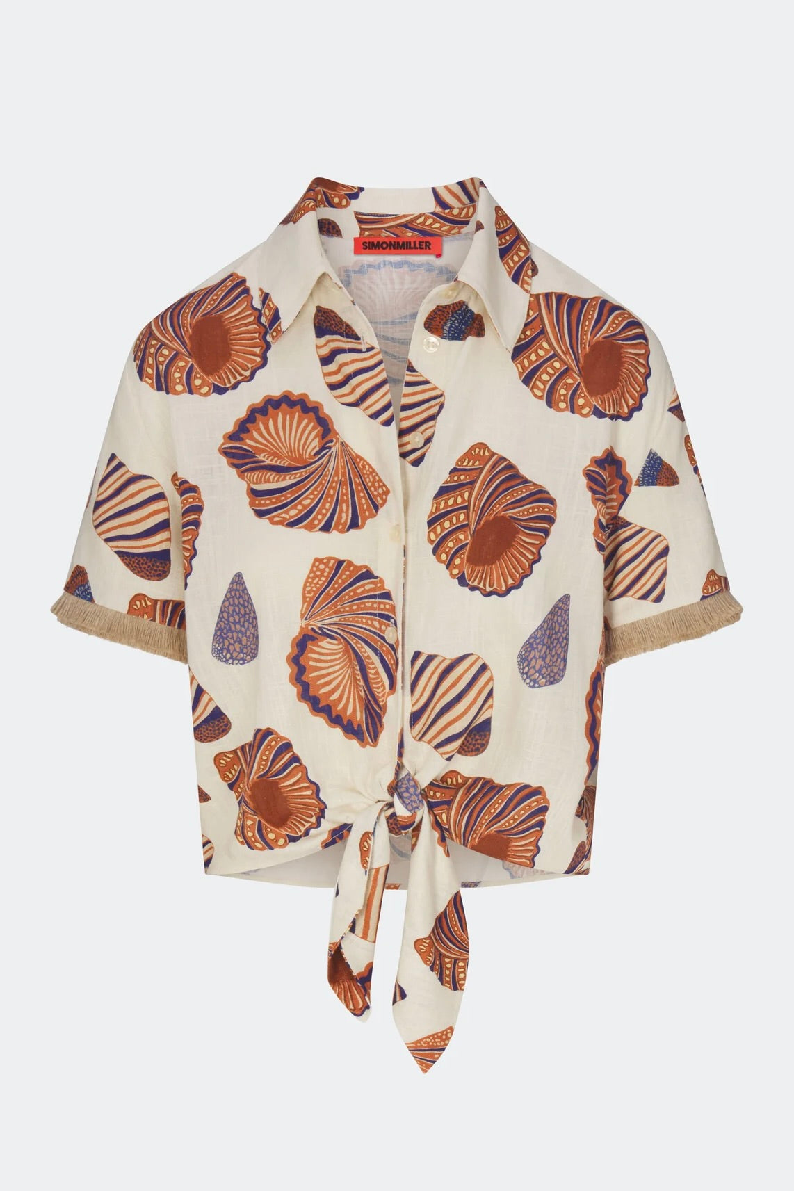 Eva Linen Fringe Tie Top