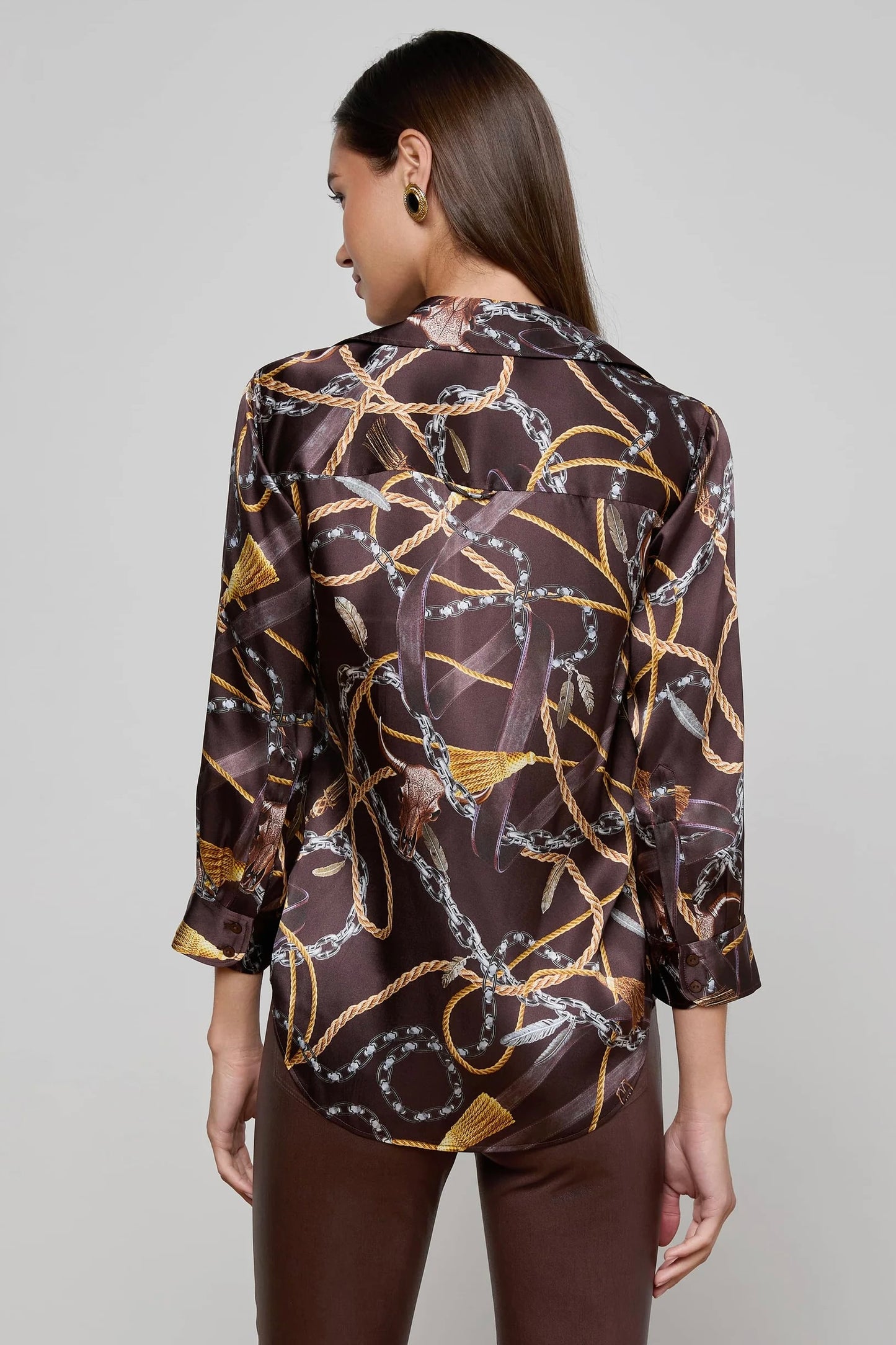 Dani Blouse - Western Chain Coffee Bean