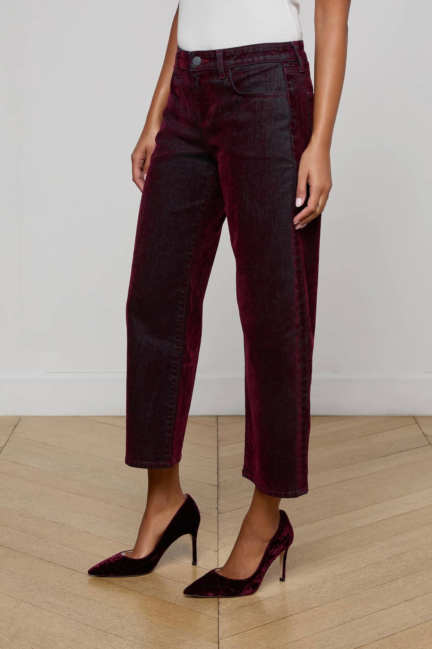 Dolores Flocked Bow-Leg Jean