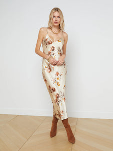 L'AGENCE - Seridie Dress - Buff Multi Tonal Rose Floral