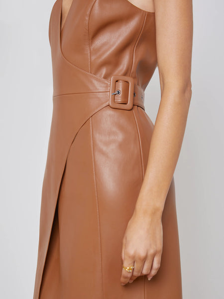 L'Agence - Amal Vegan Leather Dress - Fawn