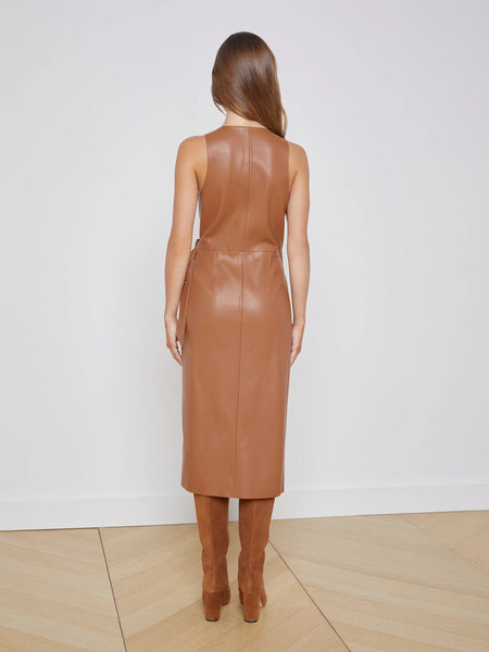 L'Agence - Amal Vegan Leather Dress - Fawn