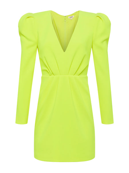 L'AGENCE - Linnie Front-Pleat Dress - Neon Citrus