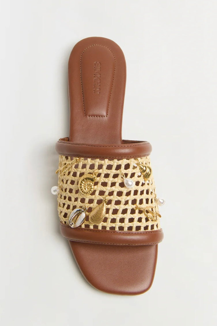 Caspian Raffia Netted Flat Sandal